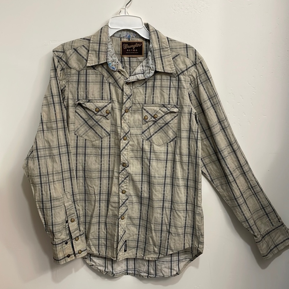 Wrangler Retro Cotton Plaid Pearl Snap Shirt, Men's‎ Medium